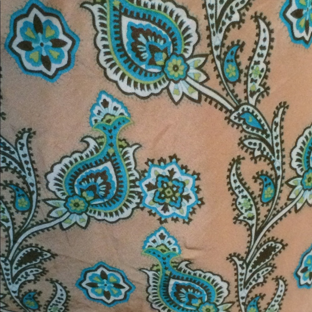 GAP 100% silk skirt XL tan and aqua paisley